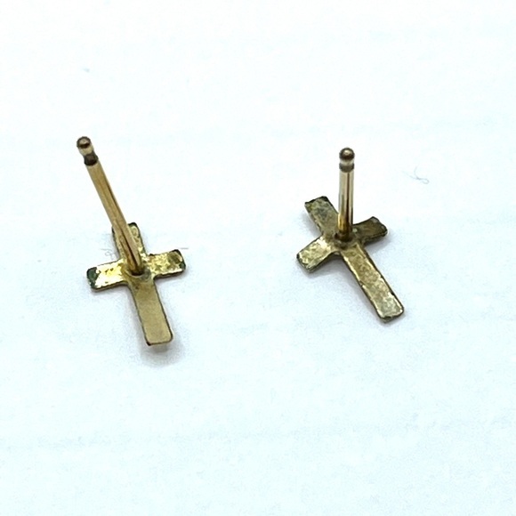 Cross Earrings | Dainty 14K Gold Filled | Post Back | Tiny | Lightweight Pierced - Picture 8 of 12